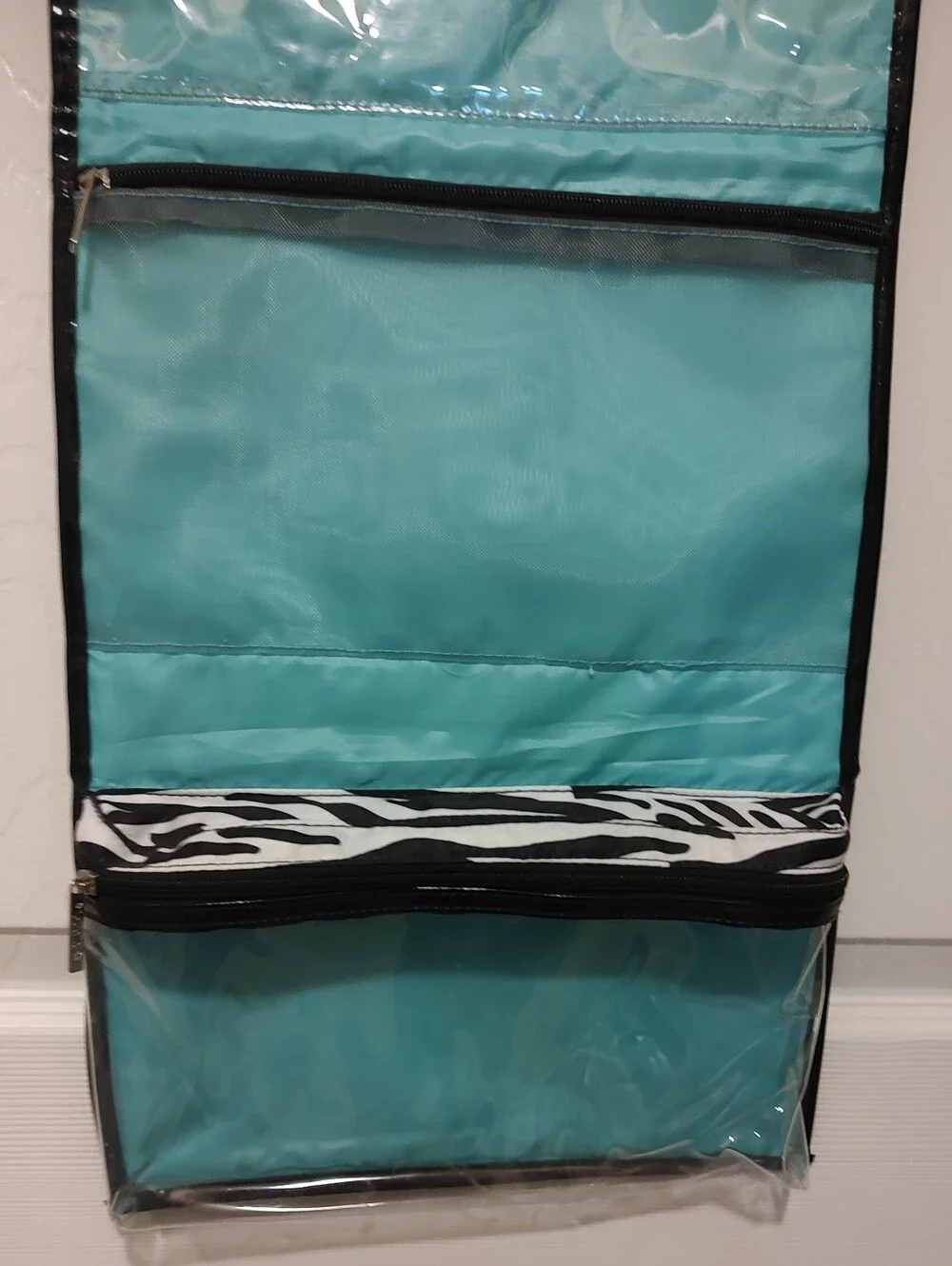 Modella Black and White Zebra Print Cosmetic Bag